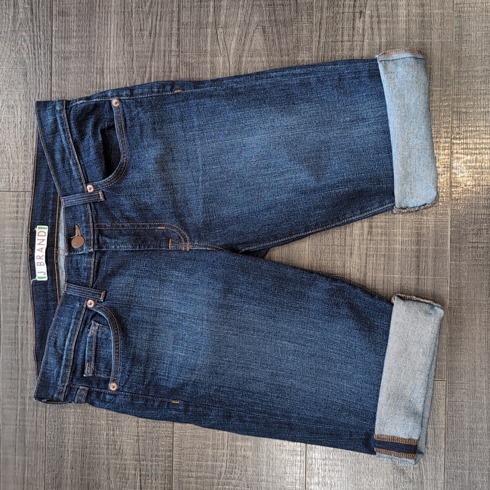 J Brand Cuffed Denim Shorts Saturn Blue Womens Size 27 Bermuda Slim Selvedge - Picture 15 of 16